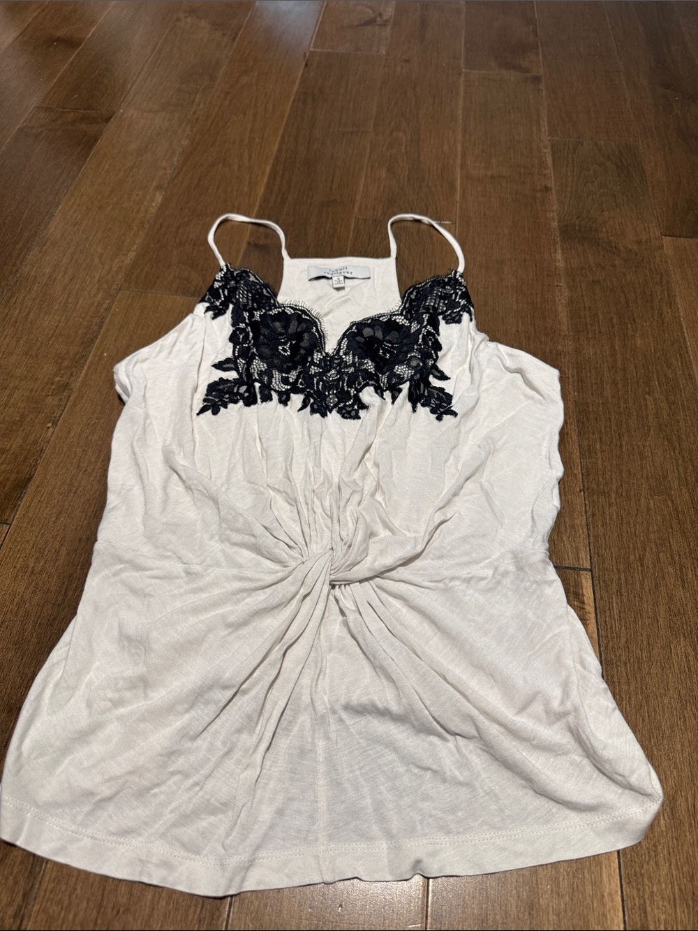 Robert Rodriguez White Camisole with Black Lace Appliqué